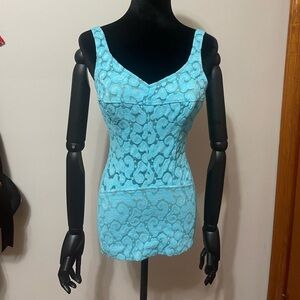 Vintage retro pinup turquoise swimsuit bathing suit playsuit